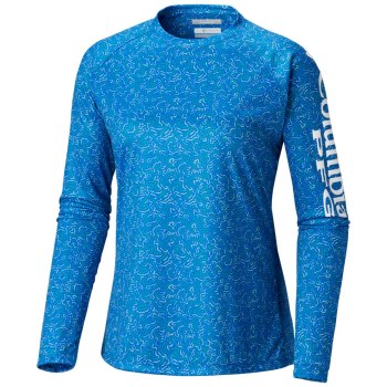 Columbia Sweater Dames, PFG Super Tidal II Long Sleeve Plus Size Blauw, 13YREGBLA